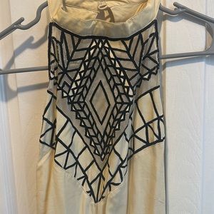 Free People Backless Cream Black Dress
